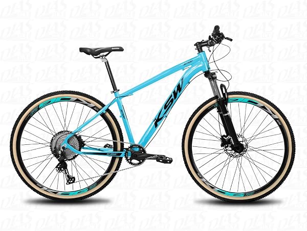 Bicicleta Aro 29 KSW XLT 100 Cabos Interno Trilha 1x12V Pedivela Coroa Única Ponta Quadrada Cubos Cassete 11/50D Garfo Suspensão Freio Hidráulico