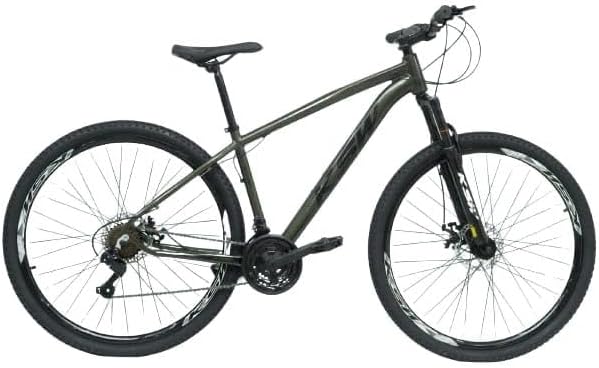 Bicicleta Bike Aro 29 KSW XLT 200 MTB Alumínio 21V Marchas Rapid Fire Cabeamento Superior Interno Verde Pérola Fosco Tamanho 19