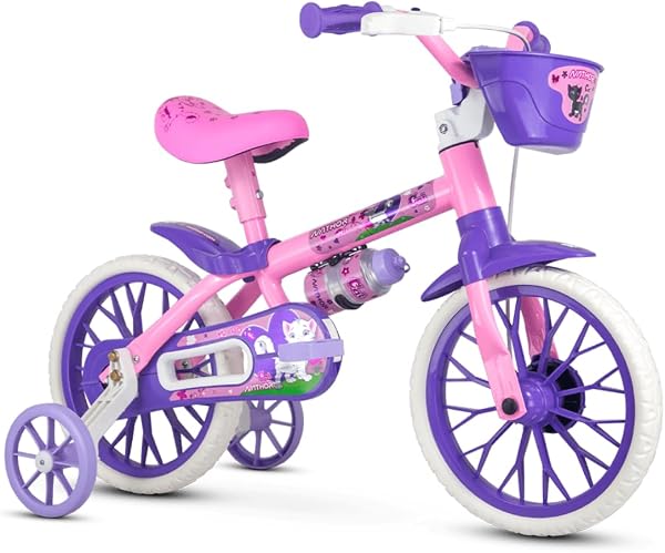 Bicicleta Infantil Nathor Puppy Aro 12 Menina com Rodinhas