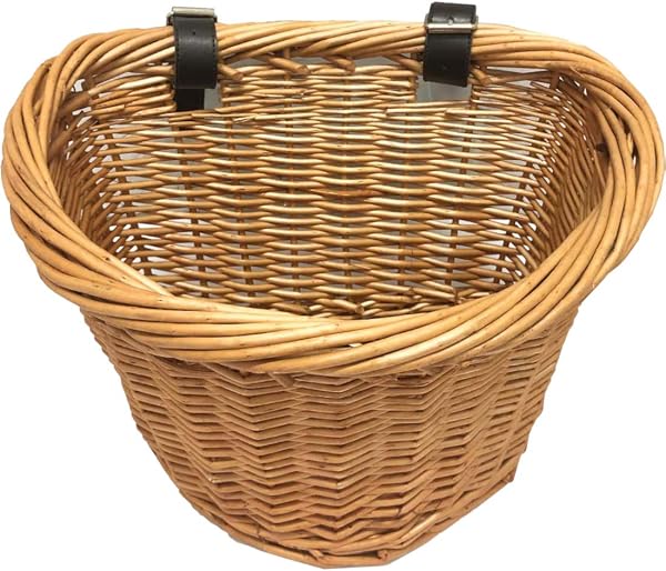 Cesta Cestinha de Vime para Bicicleta Retrô Vintage com Cinto Fixador