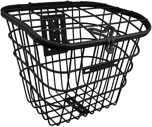 Cesta Cestinha para Bicicleta Aramada Preta Retrô com Tampa