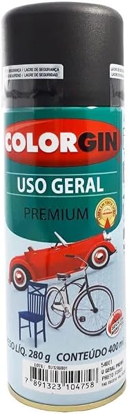 Colorgin Automotivo Spray 350ml Preto Fosco