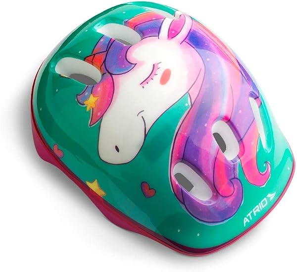 Kit Proteção Infantil Unicórnio Capacete Joelheira Cotoveleira Luva Atrio ES199
