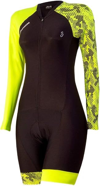 Macaquinho de Ciclismo Feminino Savancini Manga Longa Piton Amarelo