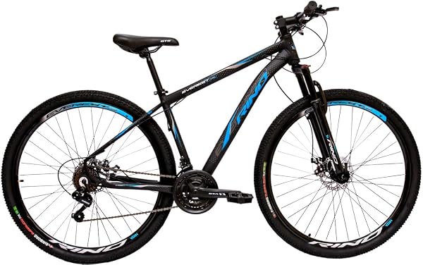 Rino Everest 29 Freio Hidráulico Câmbios Shimano 24V com Trava (Preto/Azul, 17)