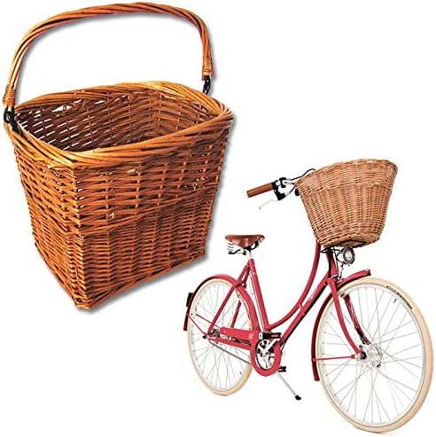 SHESPORTES Cesta de Bicicleta Retrô Vime Aro 26 Grande Removível com Alça