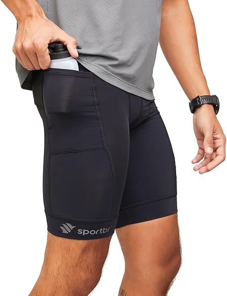 SPORTBR Bermuda de Compressao Masculina com 6 Bolsos