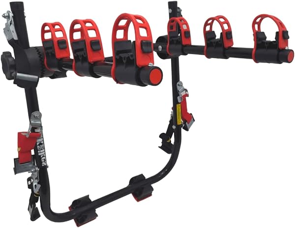 Suporte para Bicicleta Transbike para 3 Bicicletas Preto com Tira Vermelha Carros Sedan Hatch