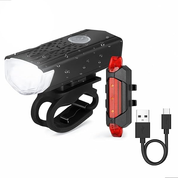 Techtrends Kit Lanterna Traseira e Farol Dianteiro Bike LED Recarregável USB