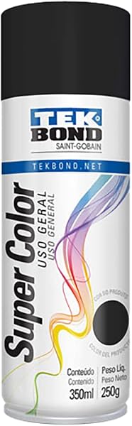 Tinta Spray Super Color Preto Fosco Uso Geral 350ml Tekbond